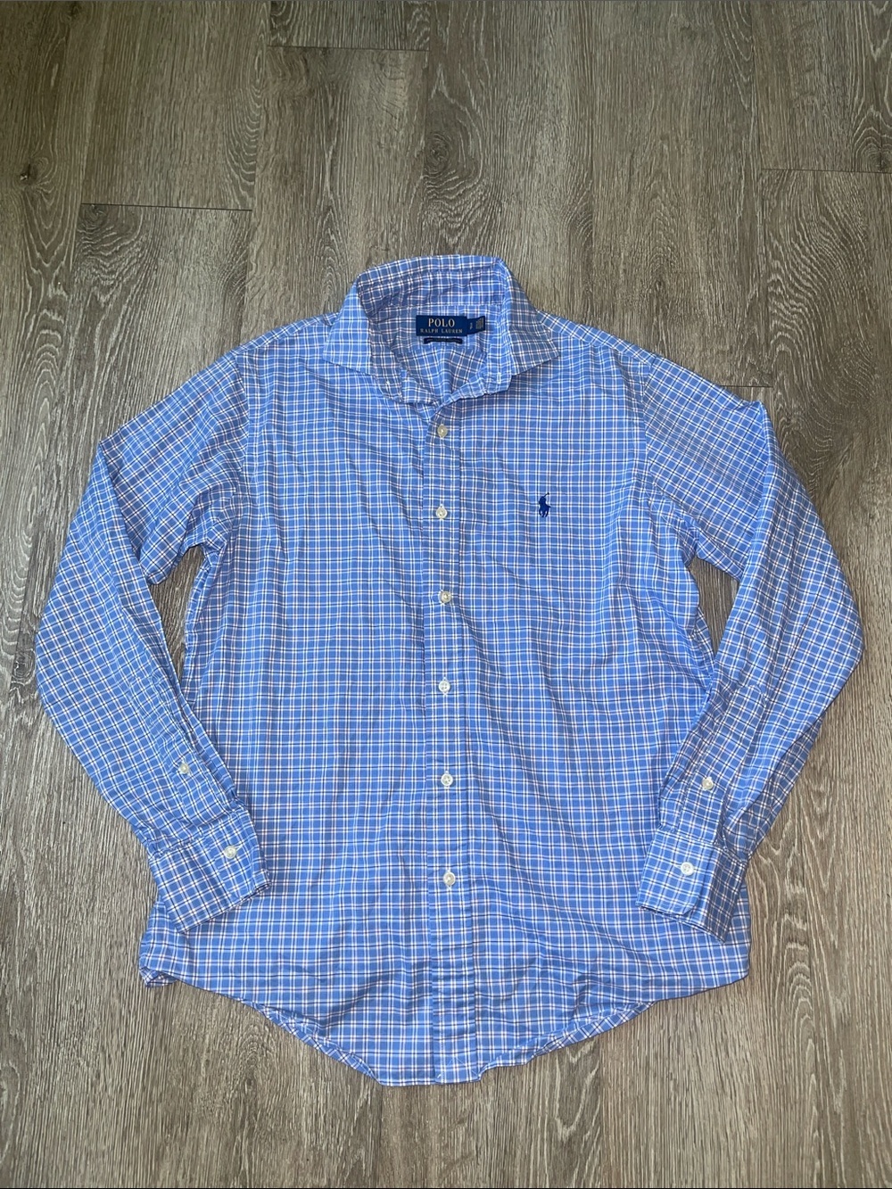 Polo Ralph Lauren Blue Plaid Button-Down Shirt casual wedding small